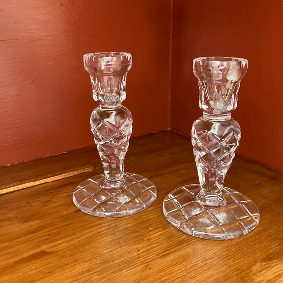 Cut glass candle holders - Picture 2 of 2